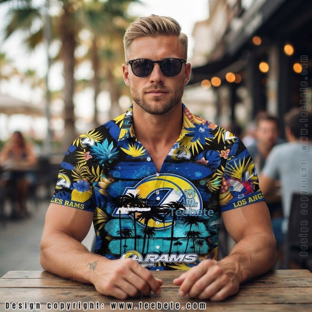 Los Angeles Rams Palm Island Hawaiian Shirt Los Angeles Rams Palm Island Hawaiian Shirt