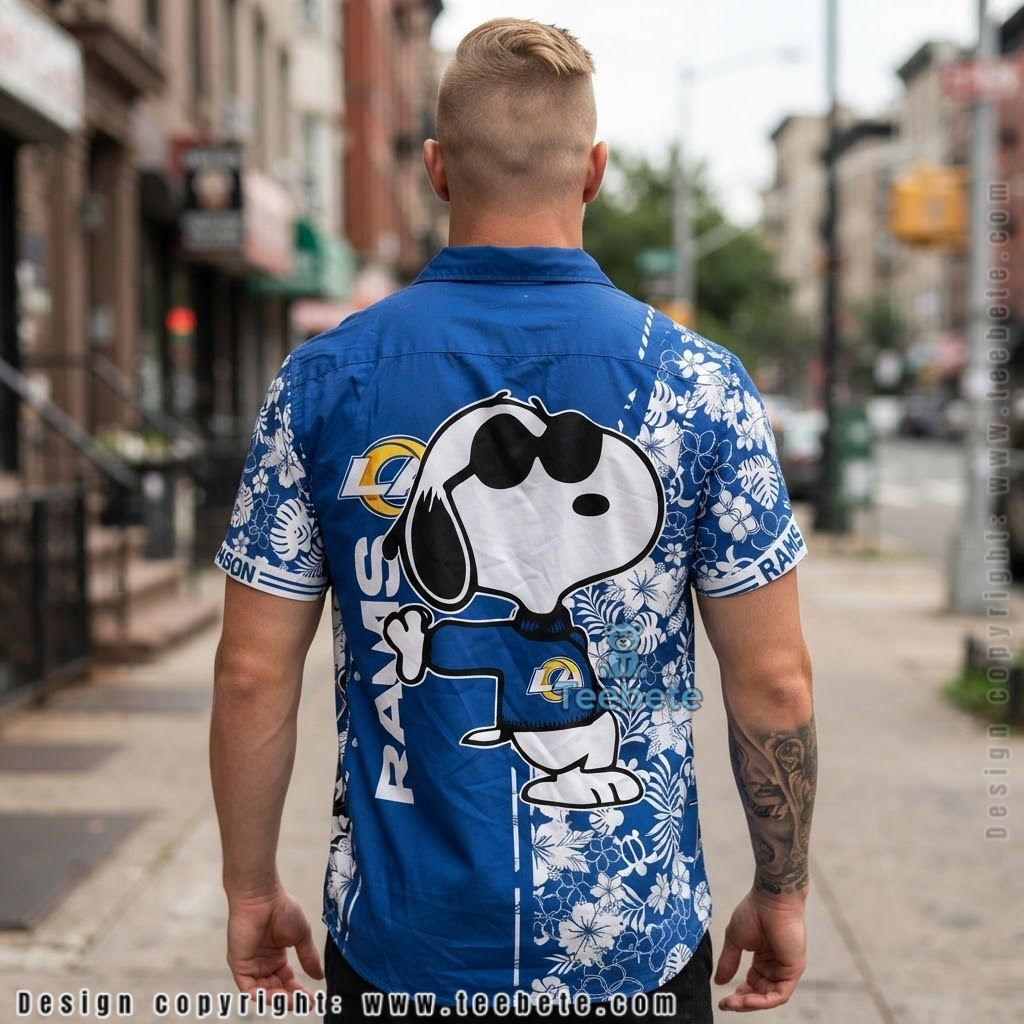 Los Angeles Rams Peanuts Snoopy Hawaiian Shirt Version 2 Los Angeles Rams Peanuts Snoopy Hawaiian Shirt Version 2
