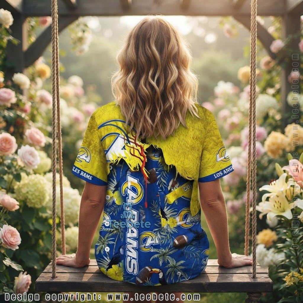 Los Angeles Rams Ripped Grunge Hawaiian Shirt Version 2 Los Angeles Rams Ripped Grunge Hawaiian Shirt Version 2