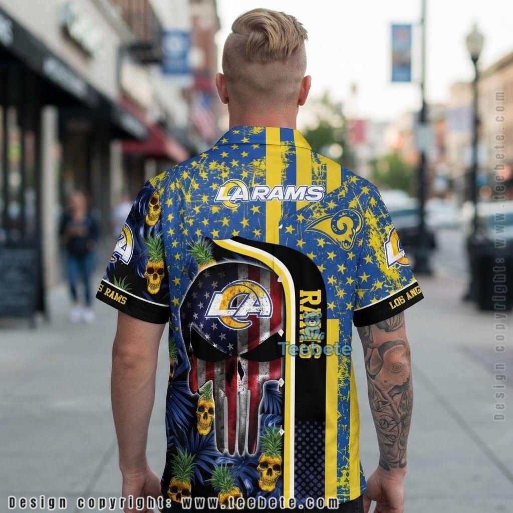 Los Angeles Rams Skull Pineapple Hawaiian Shirt Version 2 Los Angeles Rams Skull Pineapple Hawaiian Shirt Version 2