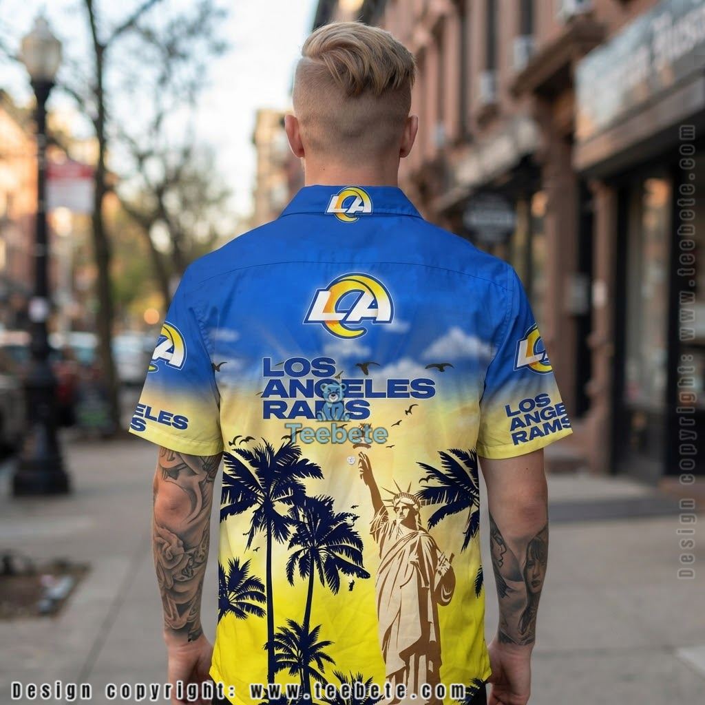 Los Angeles Rams Statue of Liberty Hawaiian Shirt Version 2 Los Angeles Rams Statue of Liberty Hawaiian Shirt Version 2