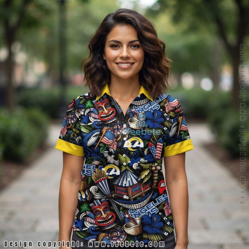 Los Angeles Rams Tiki Doodle Hawaiian Shirt