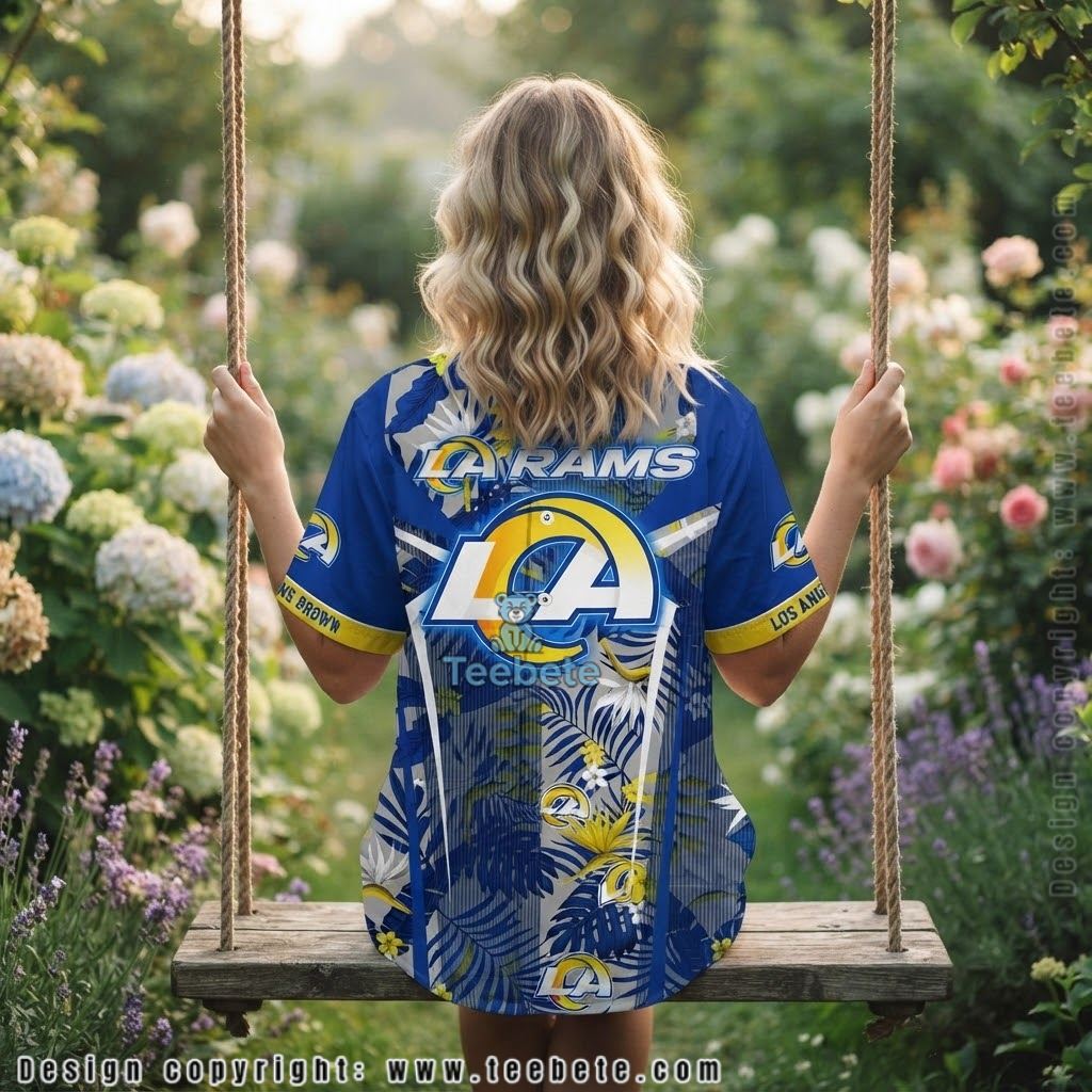 Los Angeles Rams Tropical Leaf Aloha Shirt Version 2 Los Angeles Rams Tropical Leaf Aloha Shirt Version 2