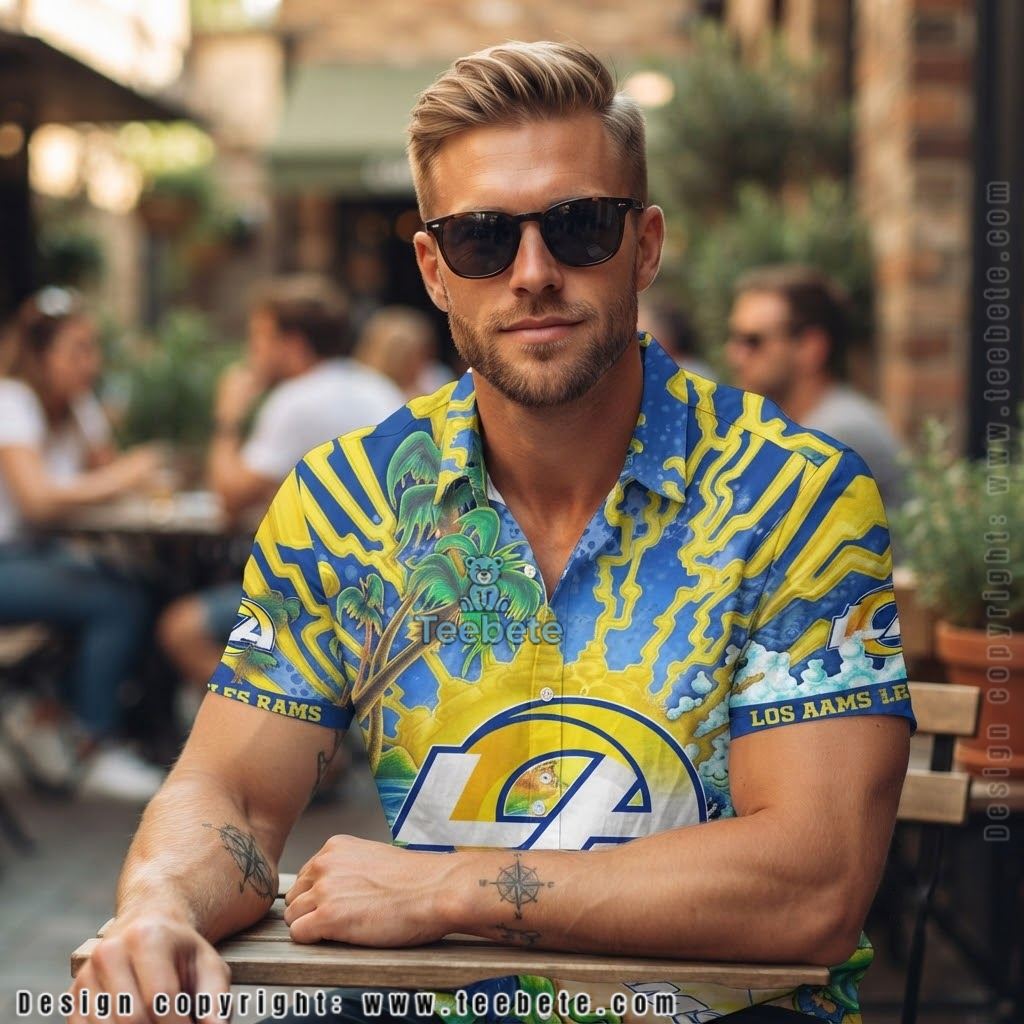 Los Angeles Rams Wave Psychedelic Hawaiian Shirt