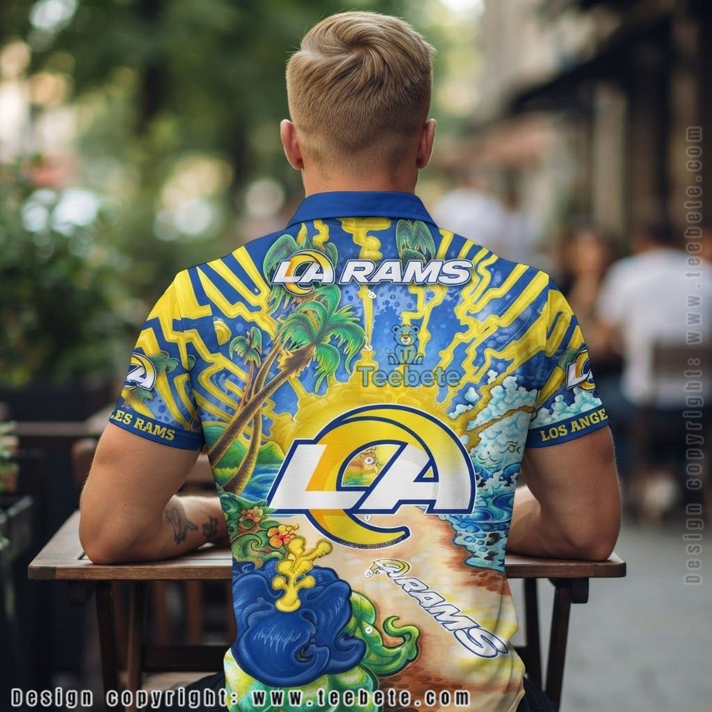 Los Angeles Rams Wave Psychedelic Hawaiian Shirt Version 2 Los Angeles Rams Wave Psychedelic Hawaiian Shirt Version 2