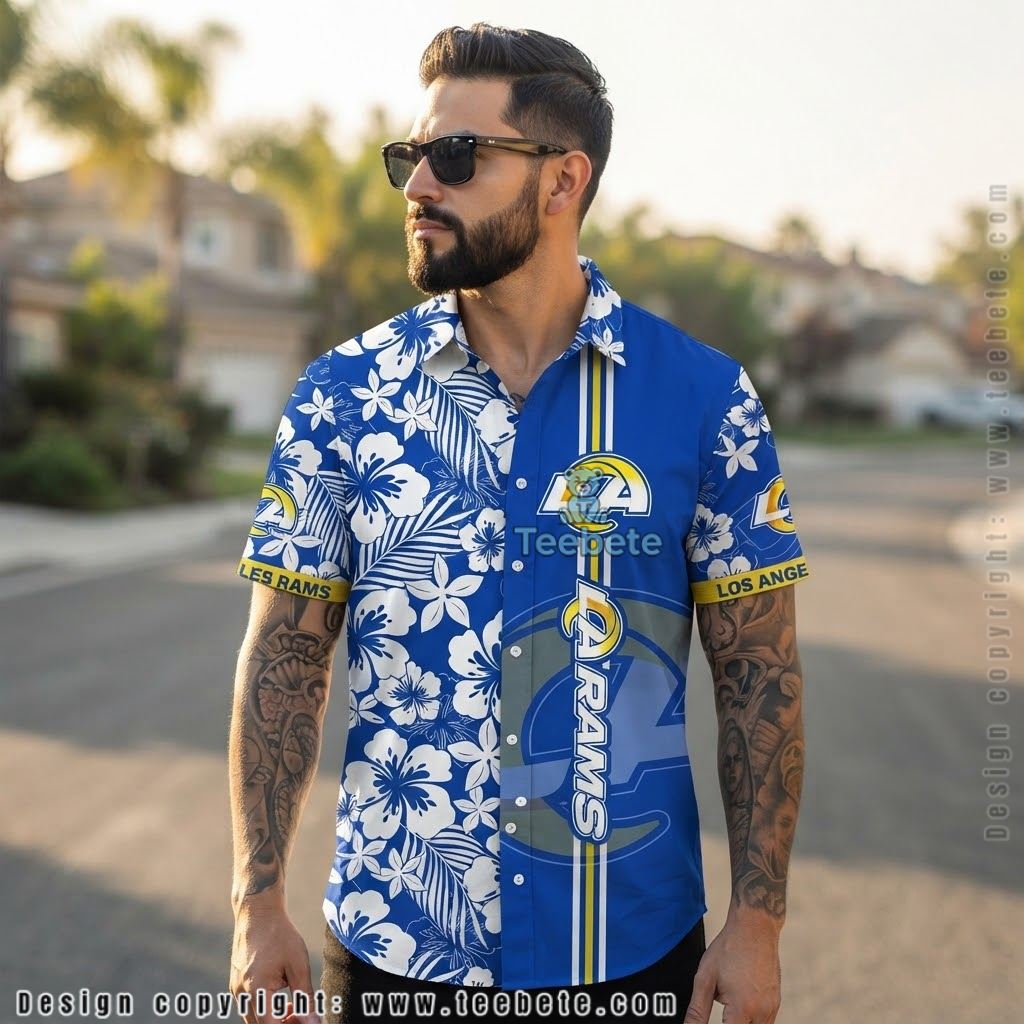 Los Angeles Rams Wave Psychedelic Hawaiian Shirt Los Angeles Rams Wave Psychedelic Hawaiian Shirt