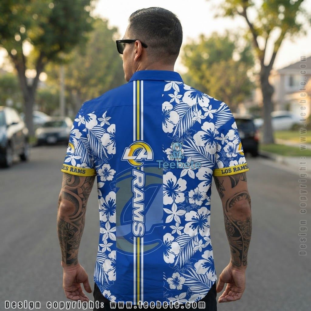 Los Angeles Rams White Hibiscus Hawaiian Shirt Version 2 Los Angeles Rams White Hibiscus Hawaiian Shirt Version 2