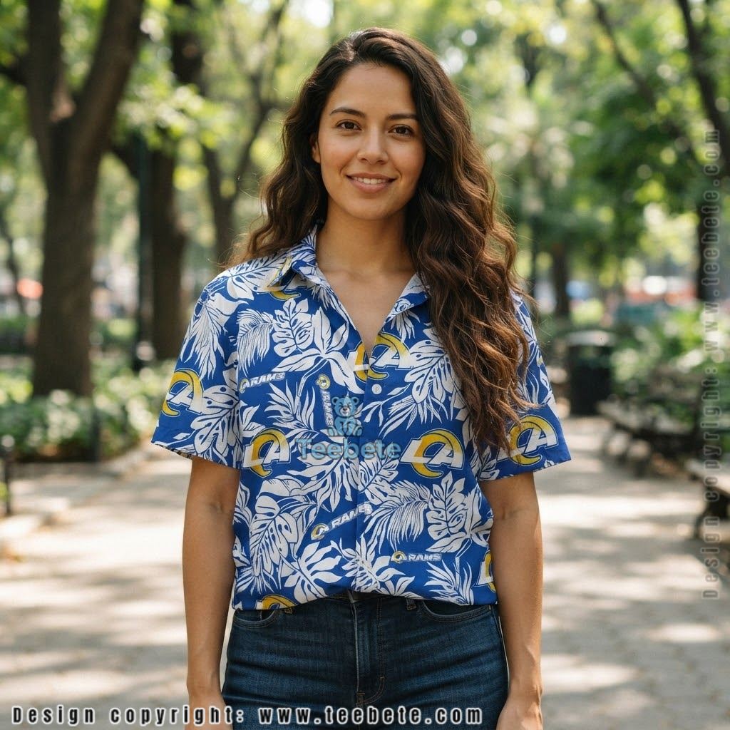 Los Angeles Rams White Floral Tropical Shirt Los Angeles Rams White Floral Tropical Shirt