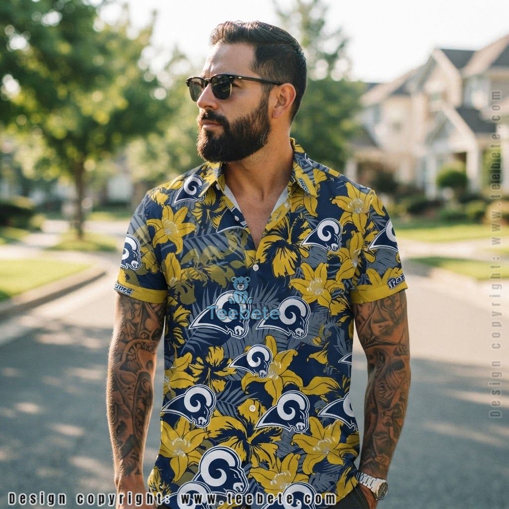 Los Angeles Rams Yellow Floral Hawaiian Shirt