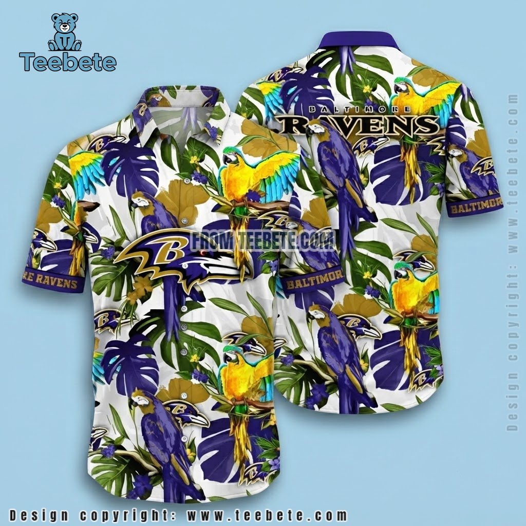 Macaw Monstera Baltimore Ravens Hawaiian Shirt
