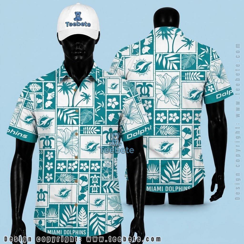 Miami Dolphins Button Up Shirt Turtle Patchwork