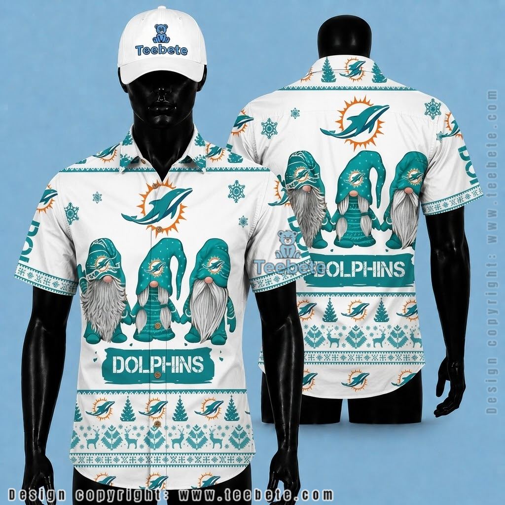Miami Dolphins Hawaiian Shirt Christmas Gnome