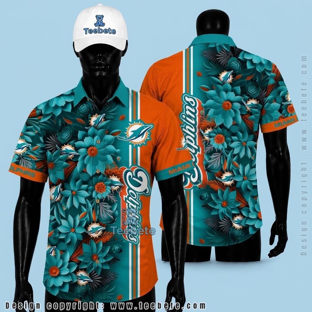 Miami Dolphins Hawaiian Shirt Daisy Bold