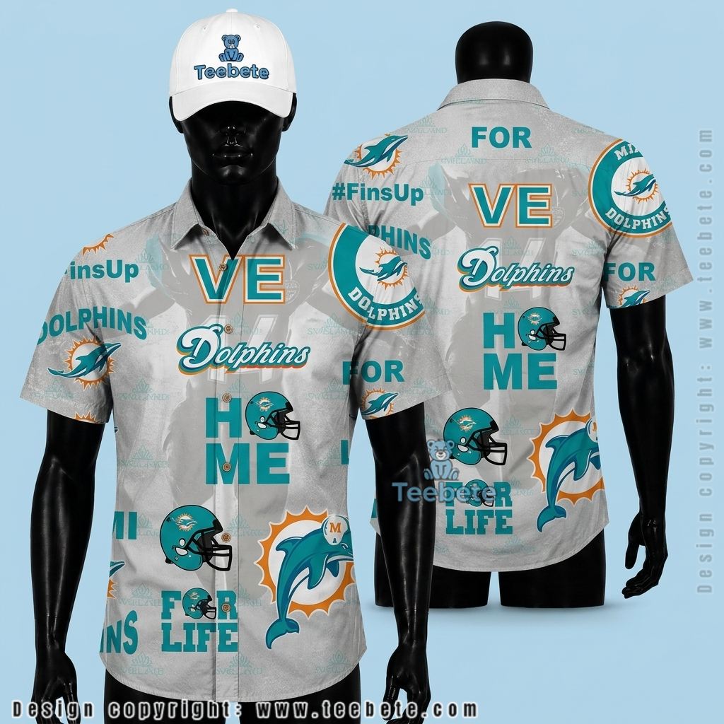 Miami Dolphins Hawaiian Shirt FinsUp Typography