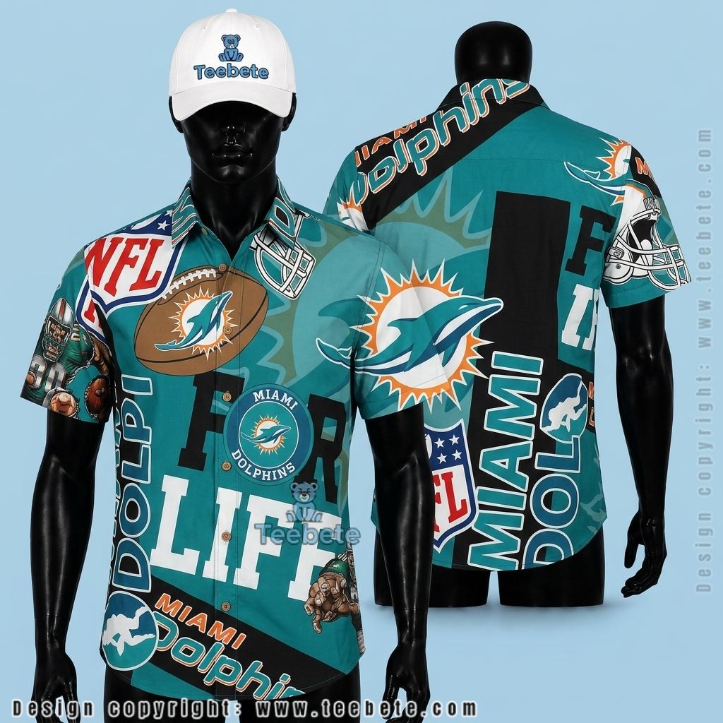 Miami Dolphins Hawaiian Shirt Helmet Graffiti