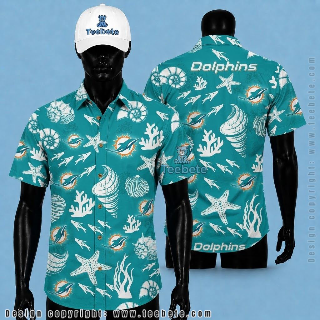 Miami Dolphins Hawaiian Shirt Seashell Starfish
