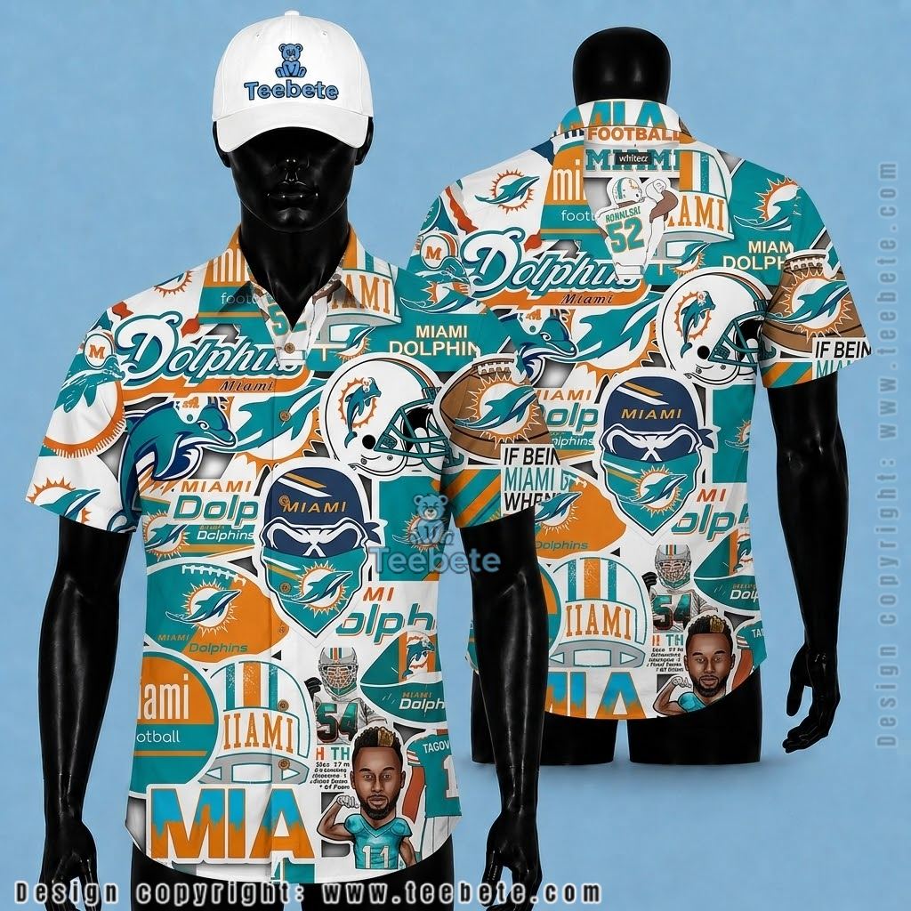 Miami Dolphins Hawaiian Shirt Sticker Collage