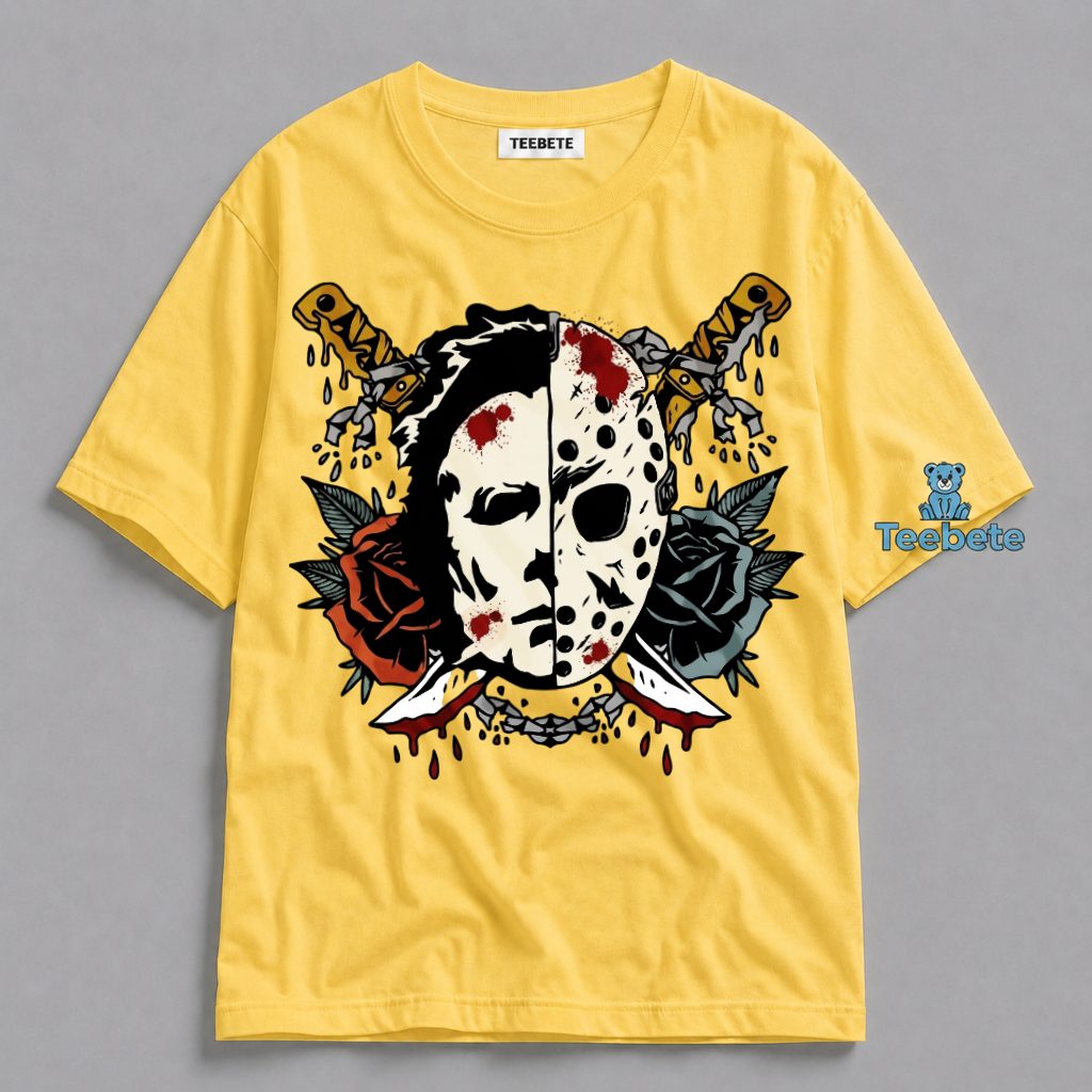 Michael Myers Jason Voorhees Mask Floral Shirt