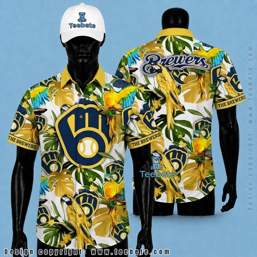 Milwaukee Brewers Aloha Shirt Macaw Parrot