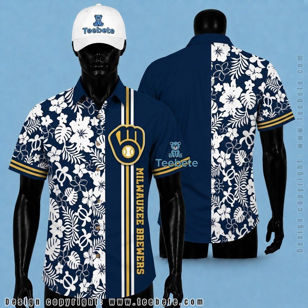 Milwaukee Brewers Aloha Shirt Patriotic Daisy