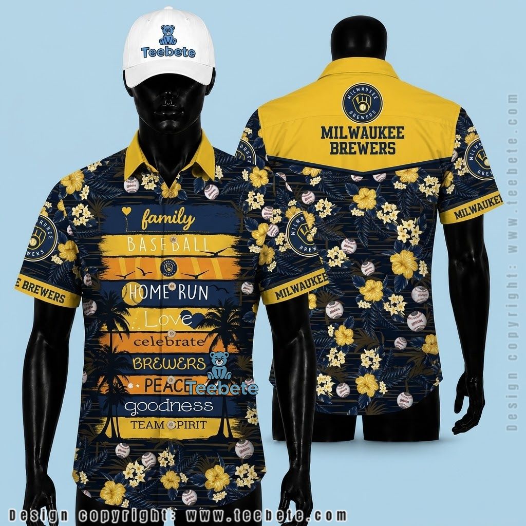 Milwaukee Brewers Hawaiian Shirt Family Values Floral