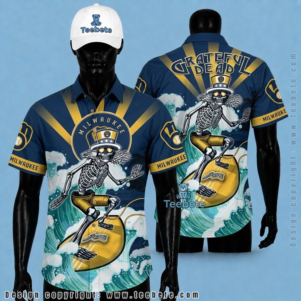 Milwaukee Brewers Hawaiian Shirt Grateful Dead Surfing