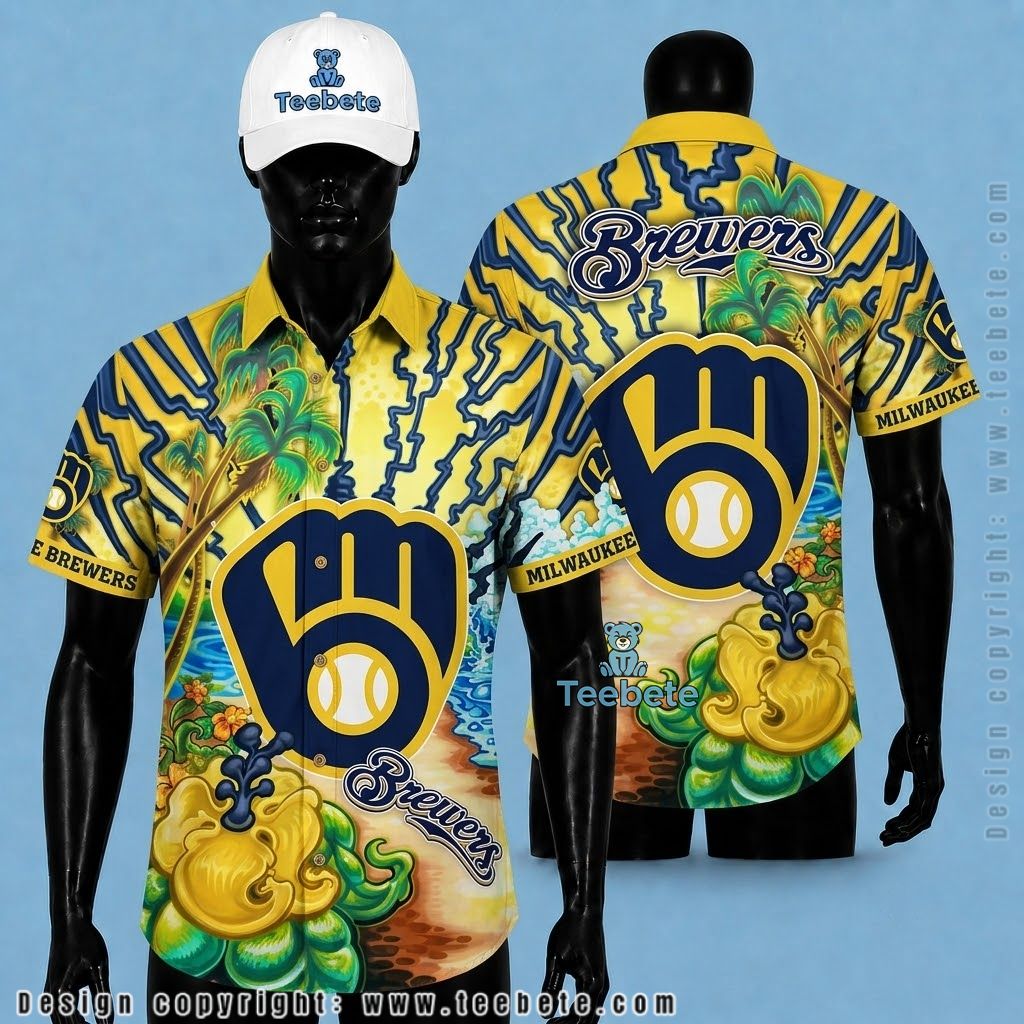 Milwaukee Brewers Hawaiian Shirt Lightning Psychedelic