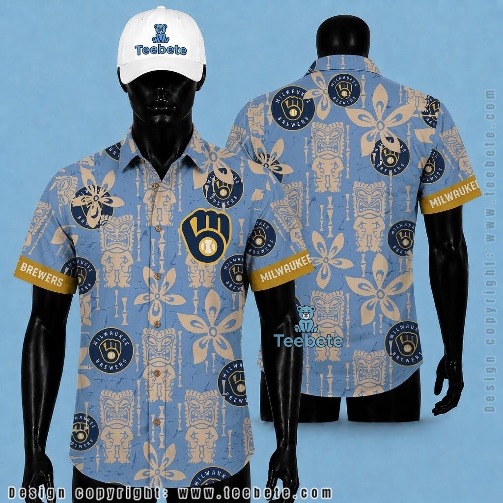 Milwaukee Brewers Hawaiian Shirt White Botanical