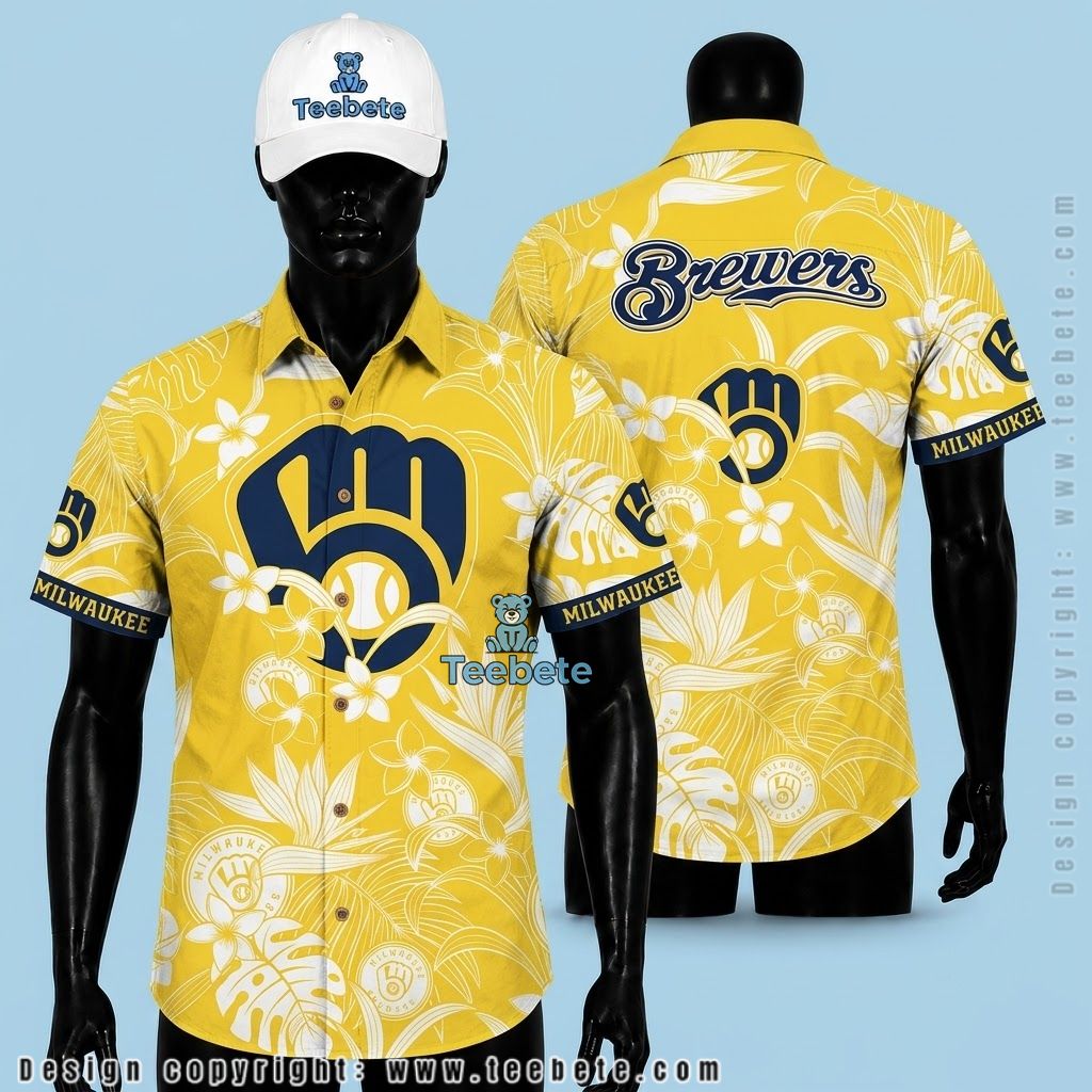 Milwaukee Brewers Hawaiian Shirt White Botanical