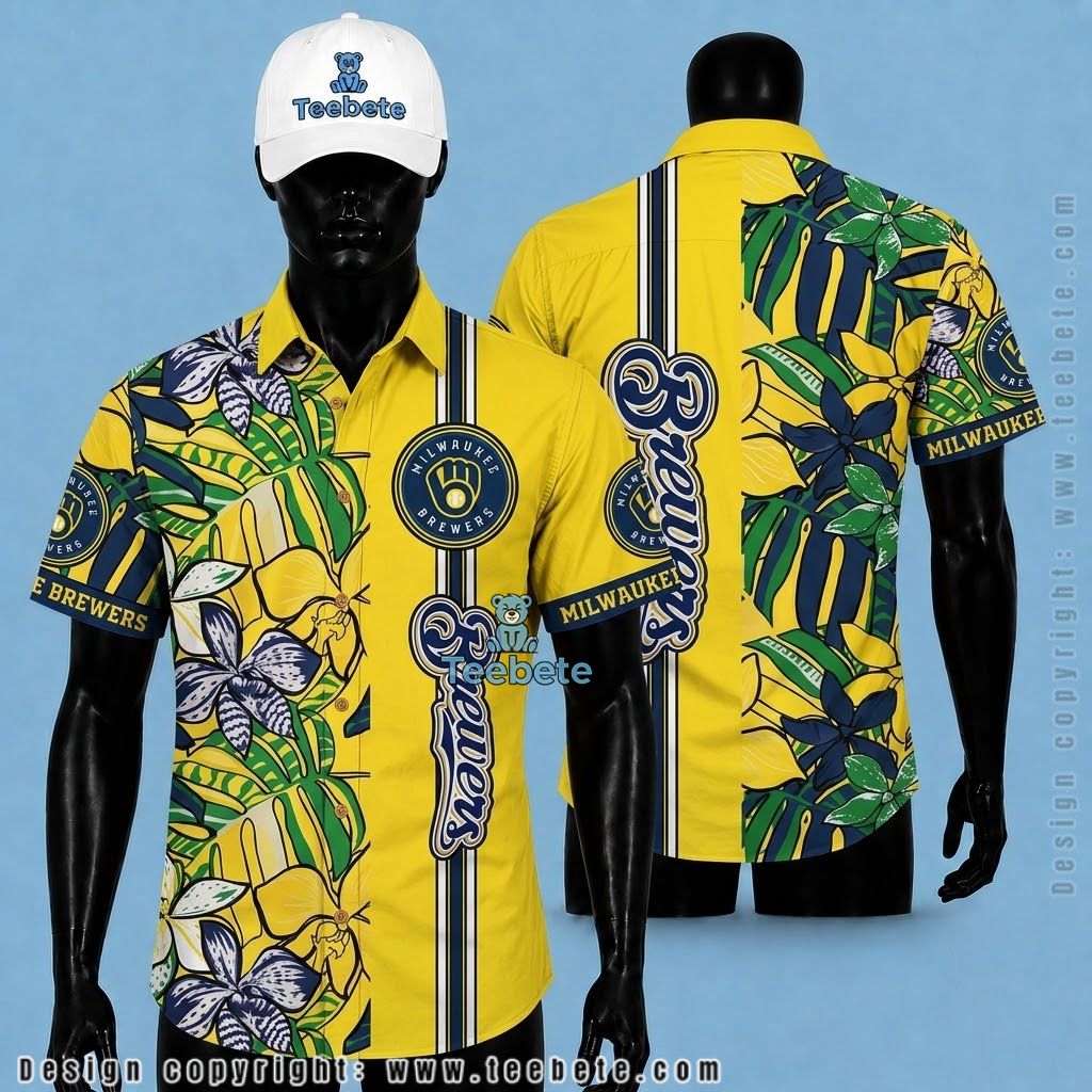 Milwaukee Brewers Hawaiian Shirt White Botanical