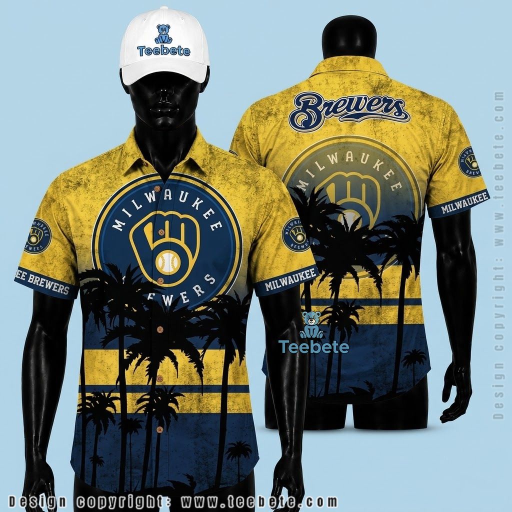 Milwaukee Brewers Tropical Shirt Palm Silhouette