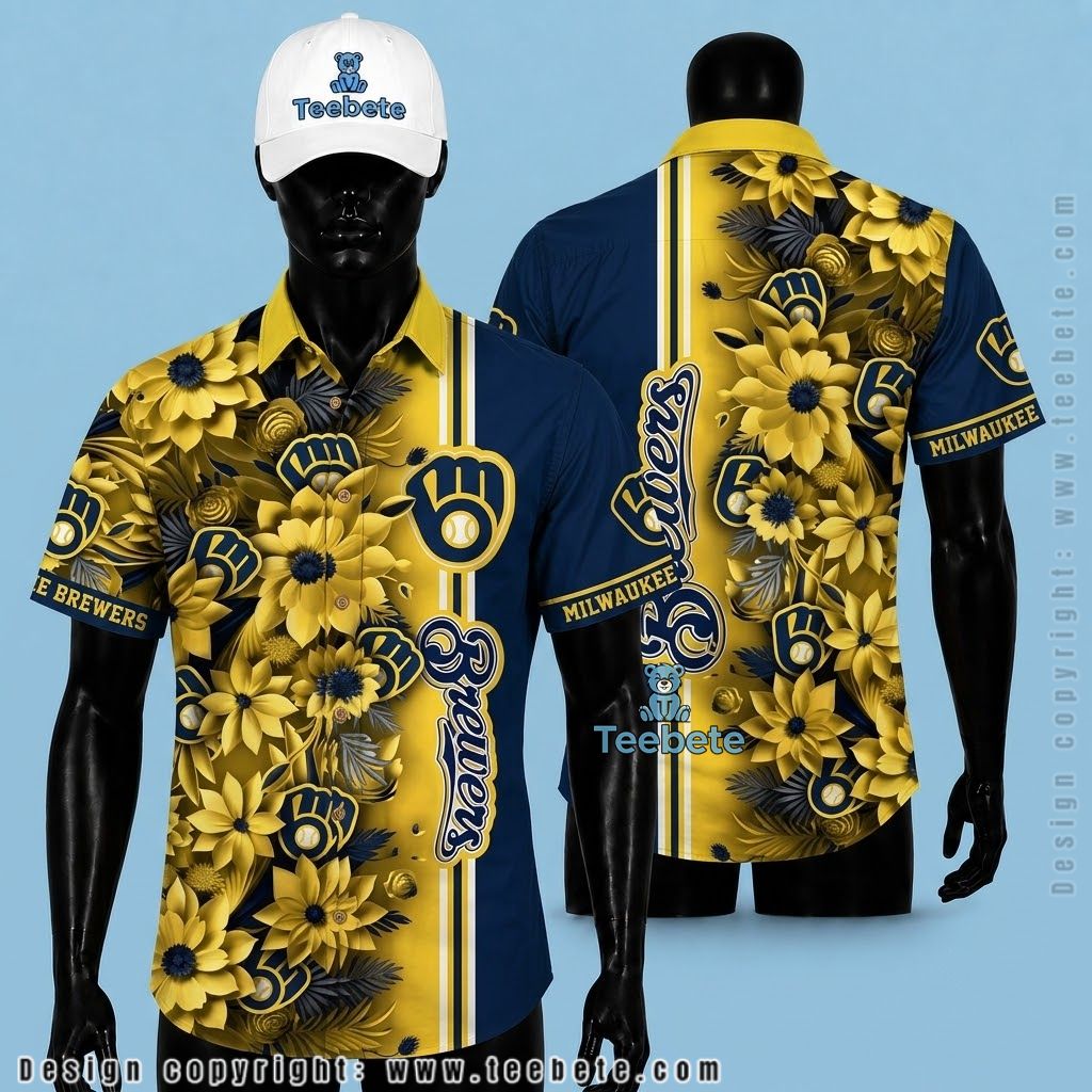 Milwaukee Brewers Tropical Shirt Sunflower Split