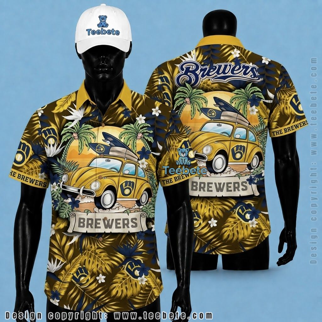Milwaukee Brewers Tropical Shirt Vintage Beetle Car