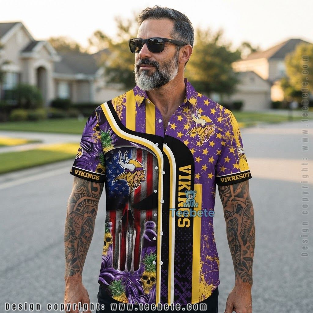 Minnesota Vikings American Flag Tropical Shirt