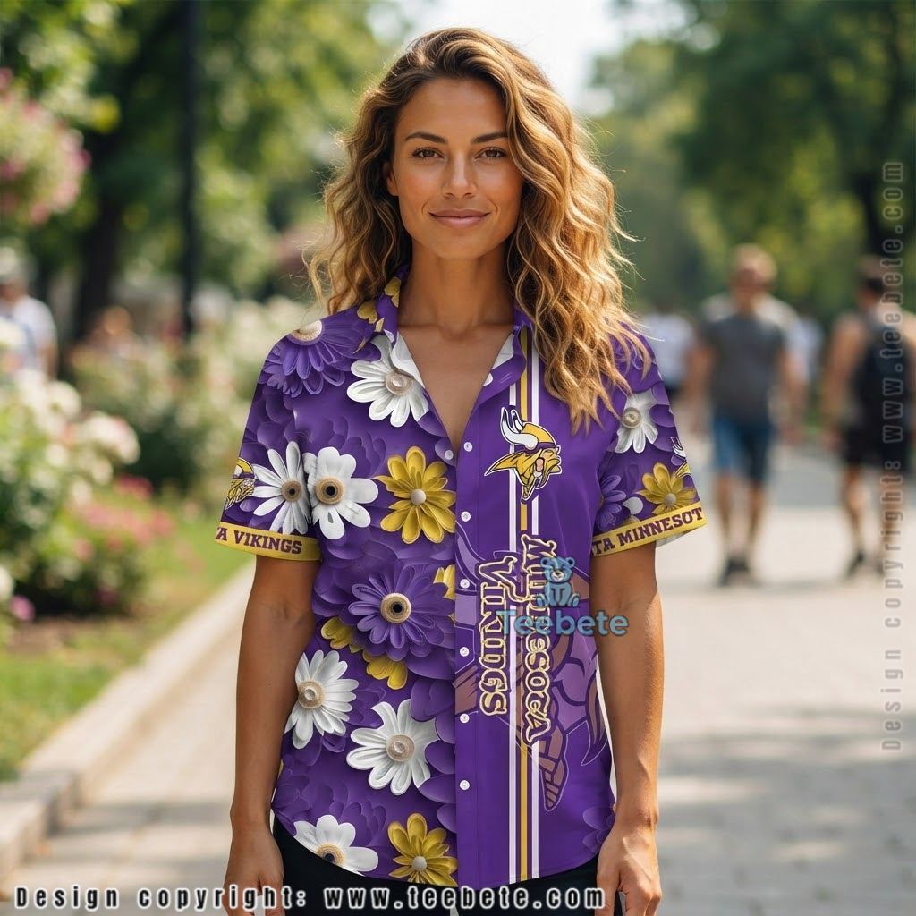 Minnesota Vikings Bloom Bouquet Hawaiian Shirt