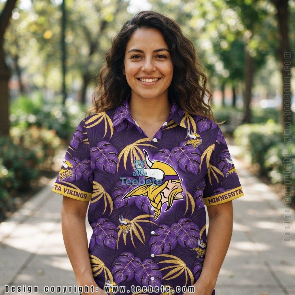 Minnesota Vikings Gold Monstera Tropical Shirt