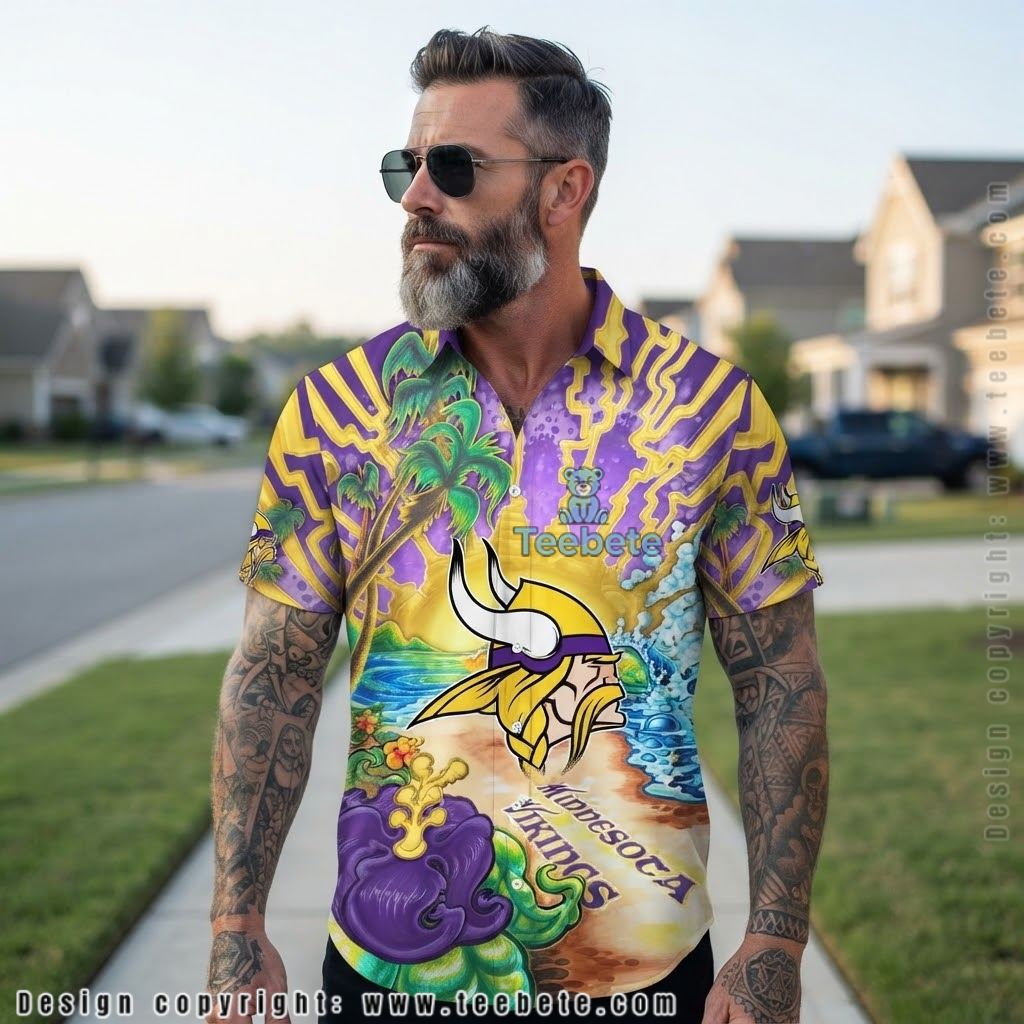 Minnesota Vikings Monstera Leaf Hawaiian Shirt Minnesota Vikings Monstera Leaf Hawaiian Shirt