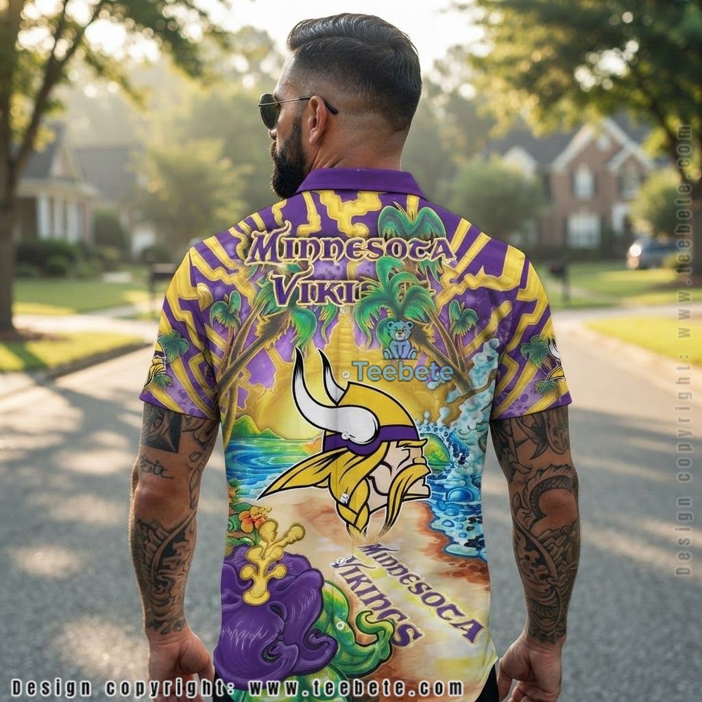 Minnesota Vikings Lightning Tropical Beach Shirt Version 2 Minnesota Vikings Lightning Tropical Beach Shirt Version 2