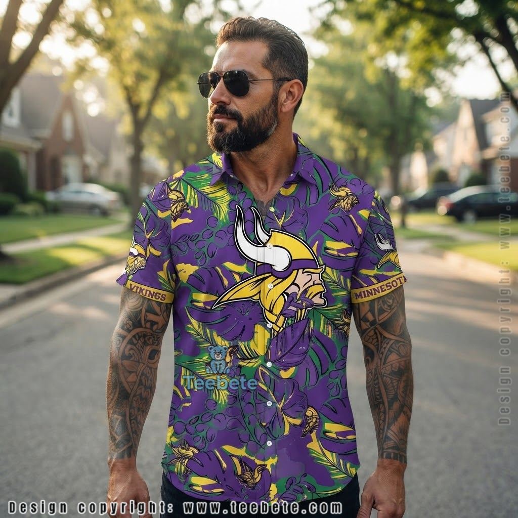 Minnesota Vikings Monstera Leaf Hawaiian Shirt