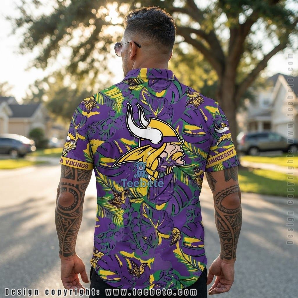 Minnesota Vikings Monstera Leaf Hawaiian Shirt Version 2 Minnesota Vikings Monstera Leaf Hawaiian Shirt Version 2