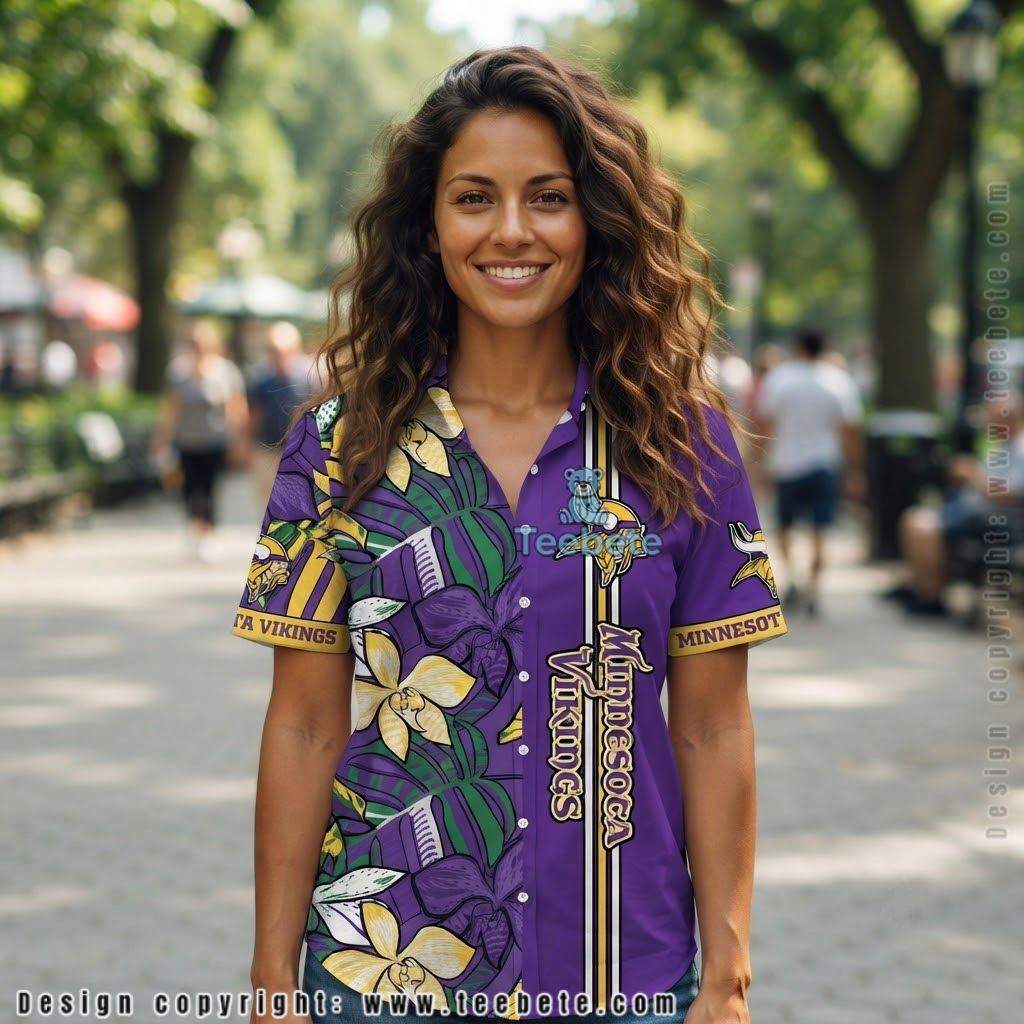 Minnesota Vikings Ripped Grunge Aloha Shirt Minnesota Vikings Ripped Grunge Aloha Shirt