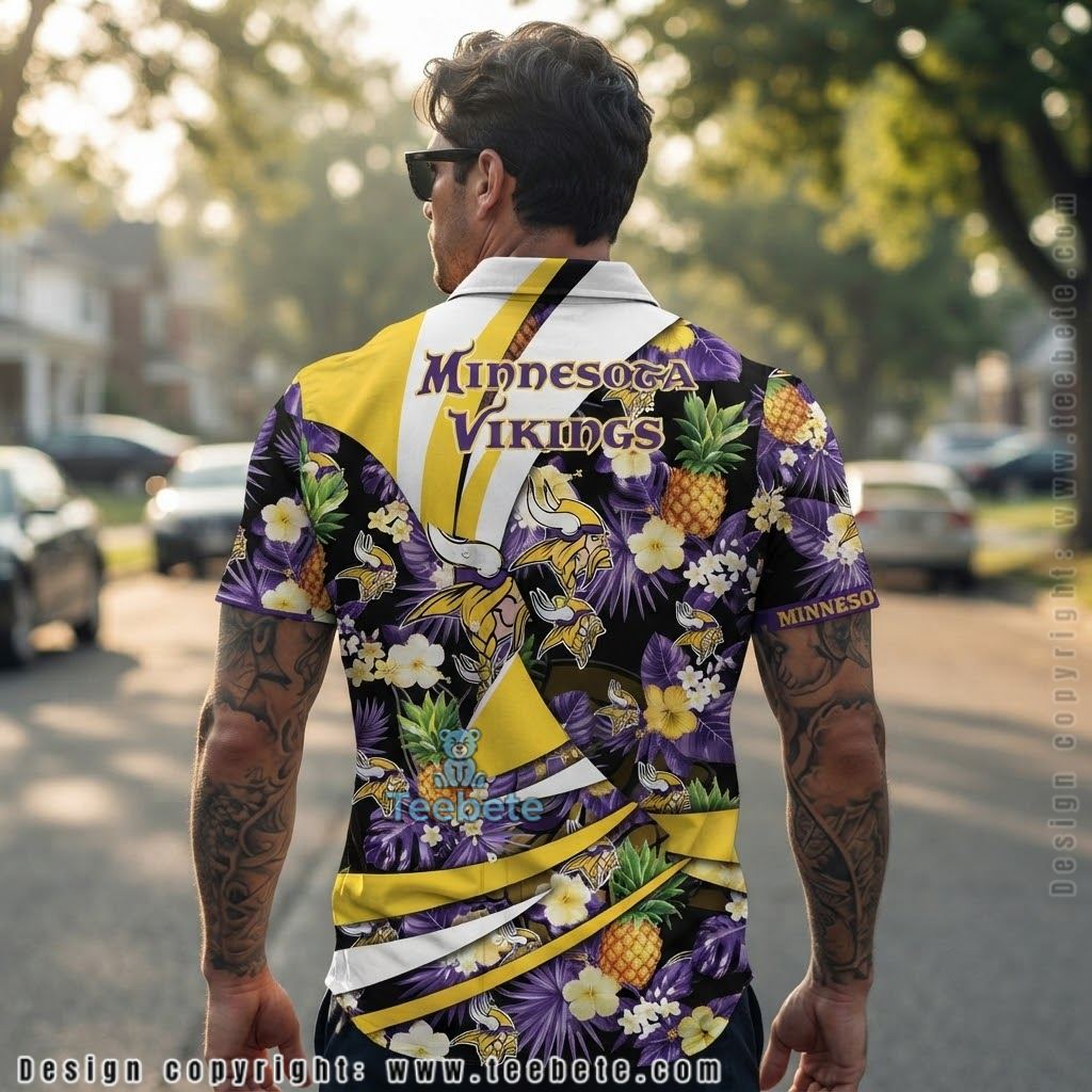 Minnesota Vikings Pineapple Hibiscus Hawaiian Shirt Version 2 Minnesota Vikings Pineapple Hibiscus Hawaiian Shirt Version 2