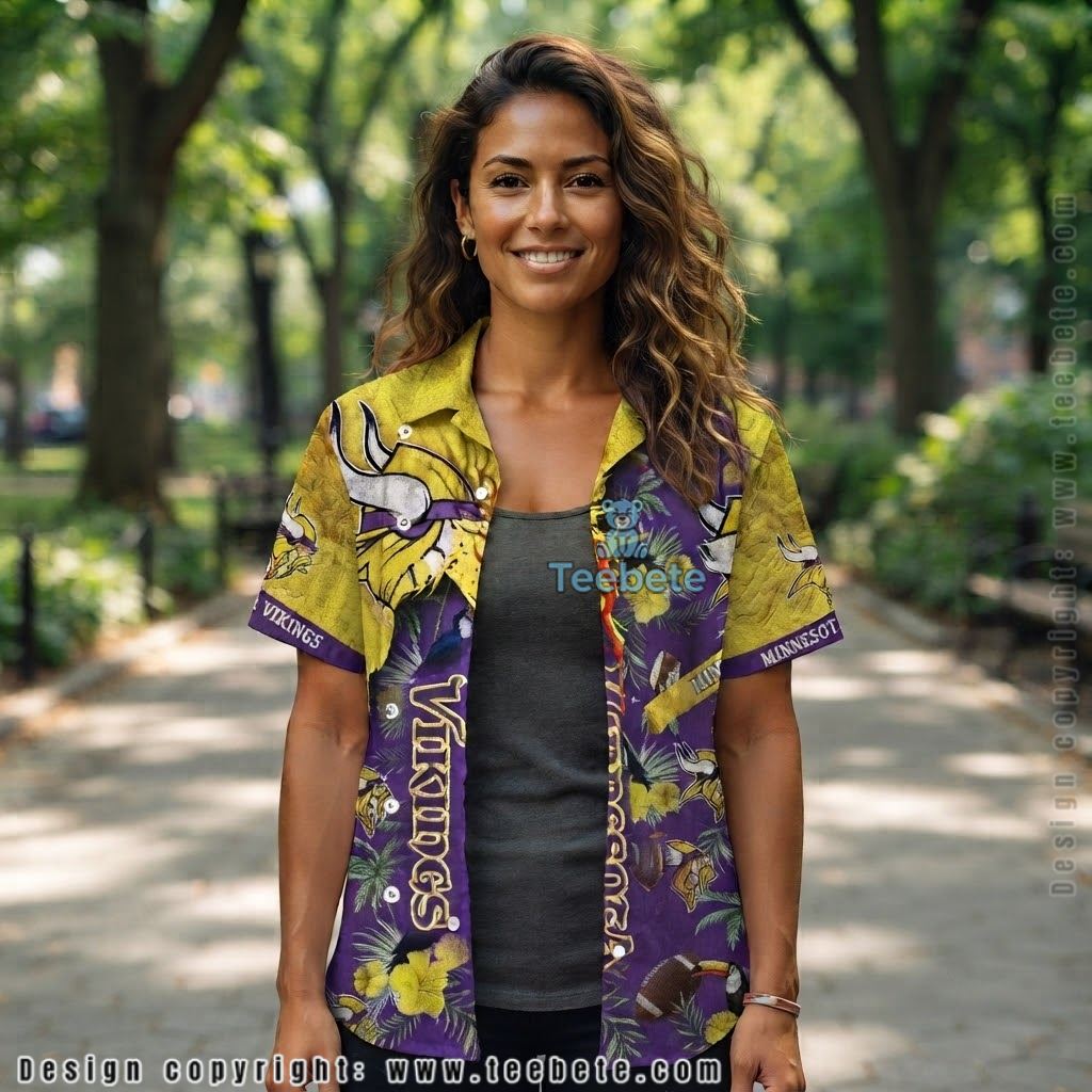 Minnesota Vikings Ripped Grunge Aloha Shirt