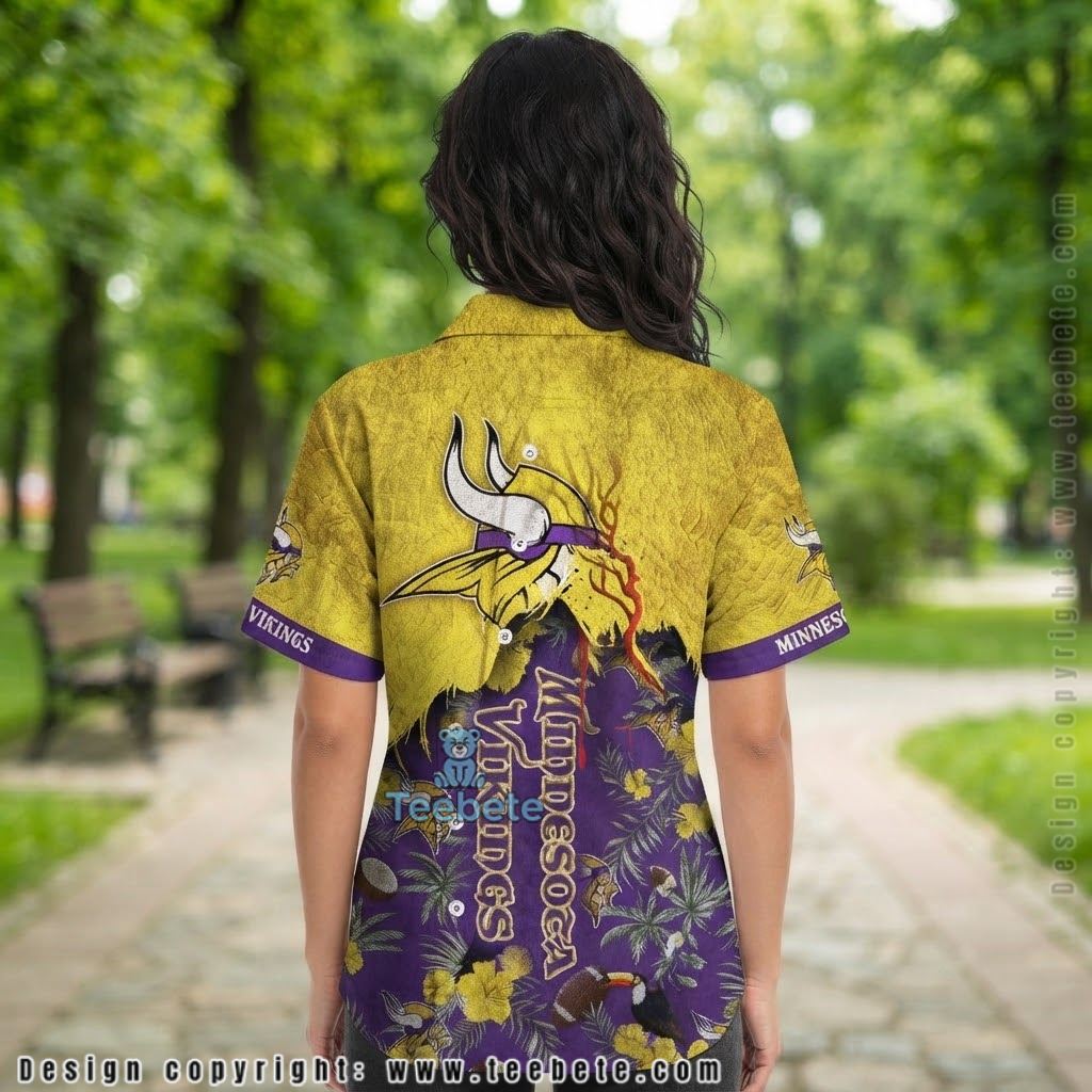 Minnesota Vikings Ripped Grunge Aloha Shirt Version 2 Minnesota Vikings Ripped Grunge Aloha Shirt Version 2