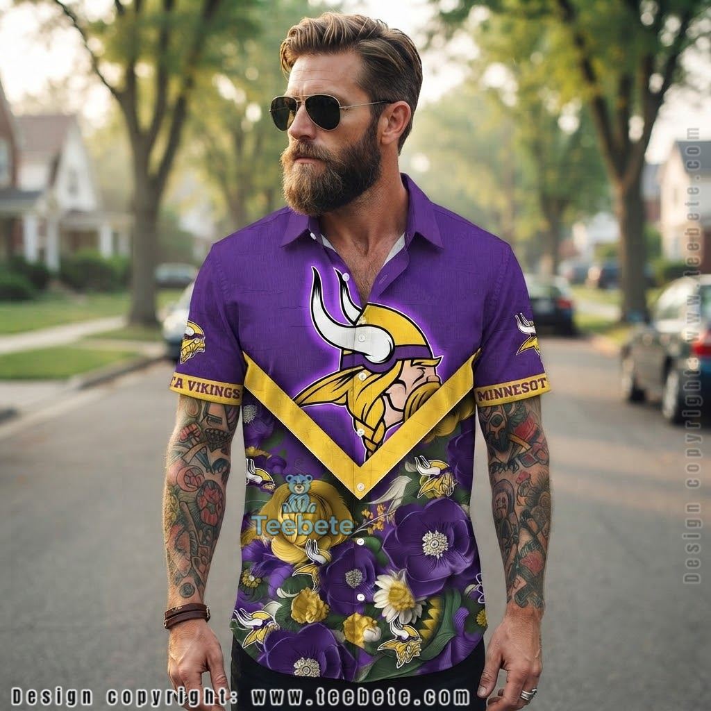 Minnesota Vikings Skull Pumpkin Hawaiian Shirt Minnesota Vikings Skull Pumpkin Hawaiian Shirt