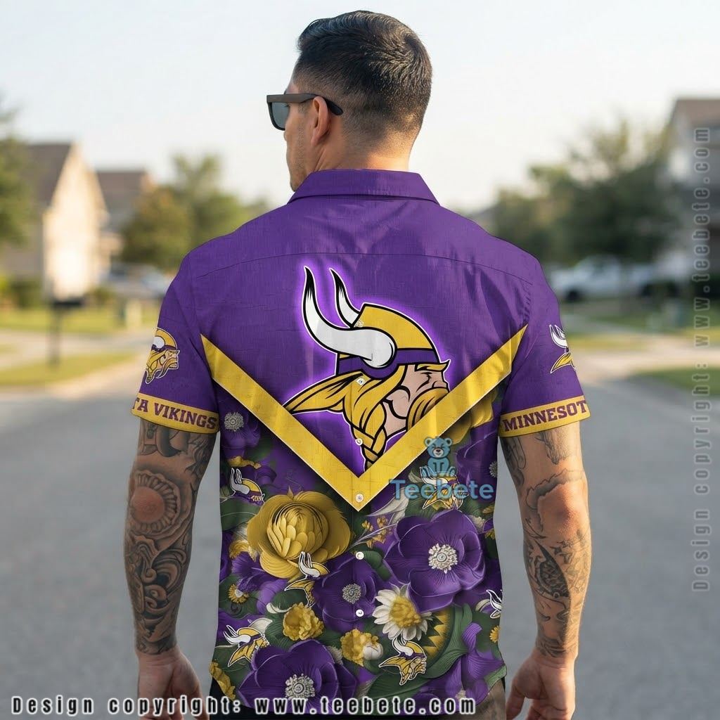 Minnesota Vikings Rose Garden Hawaiian Shirt Version 2 Minnesota Vikings Rose Garden Hawaiian Shirt Version 2