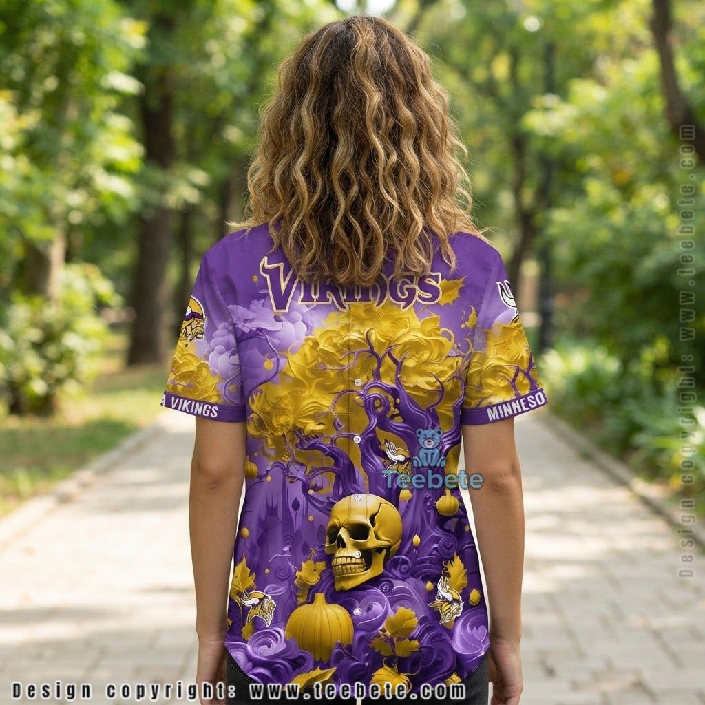 Minnesota Vikings Skull Pumpkin Hawaiian Shirt Version 2 Minnesota Vikings Skull Pumpkin Hawaiian Shirt Version 2