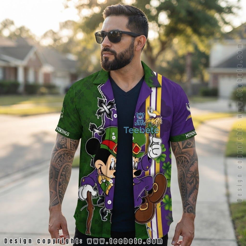 Minnesota Vikings St Patrick Mickey Aloha Shirt