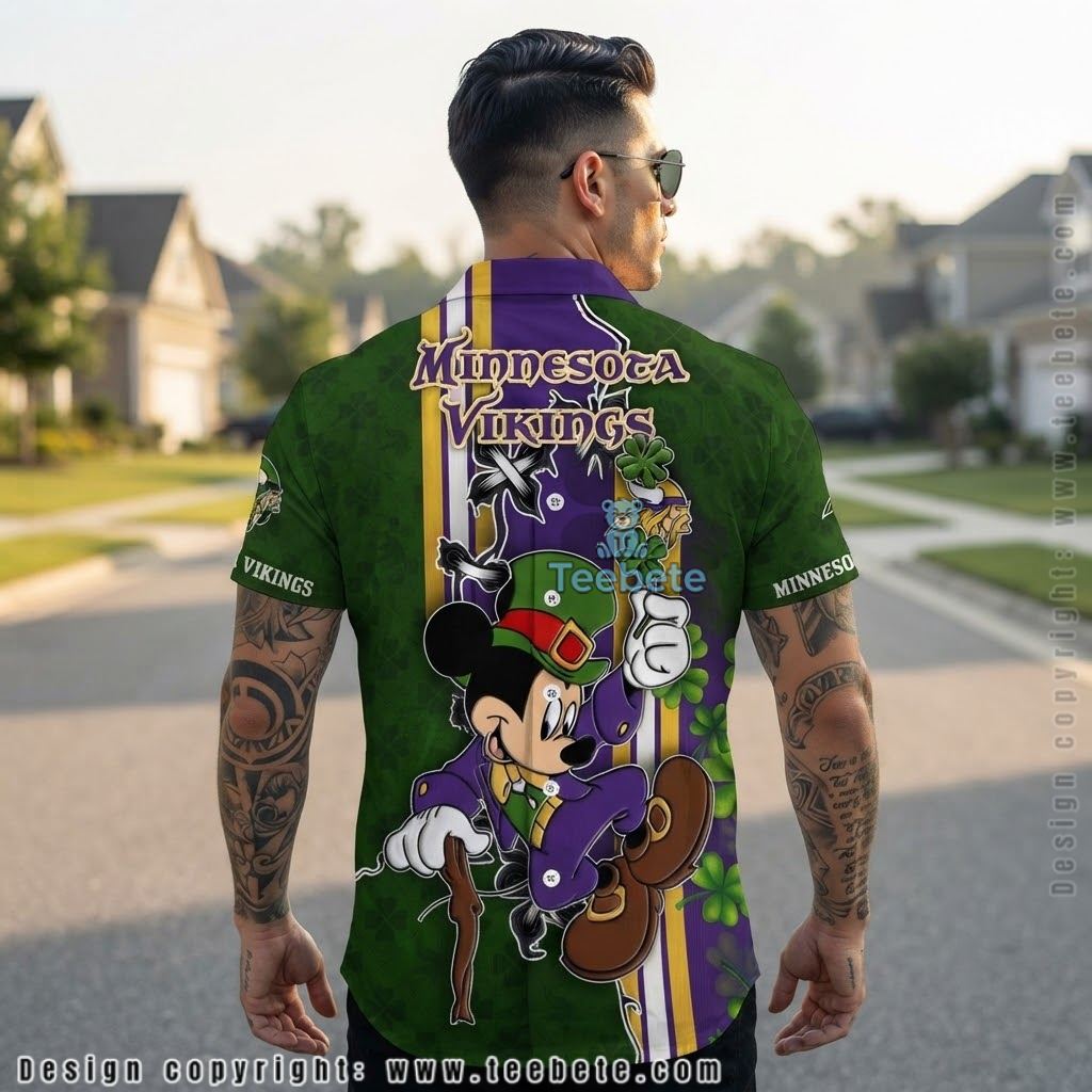 Minnesota Vikings St Patrick Mickey Aloha Shirt Version 2 Minnesota Vikings St Patrick Mickey Aloha Shirt Version 2
