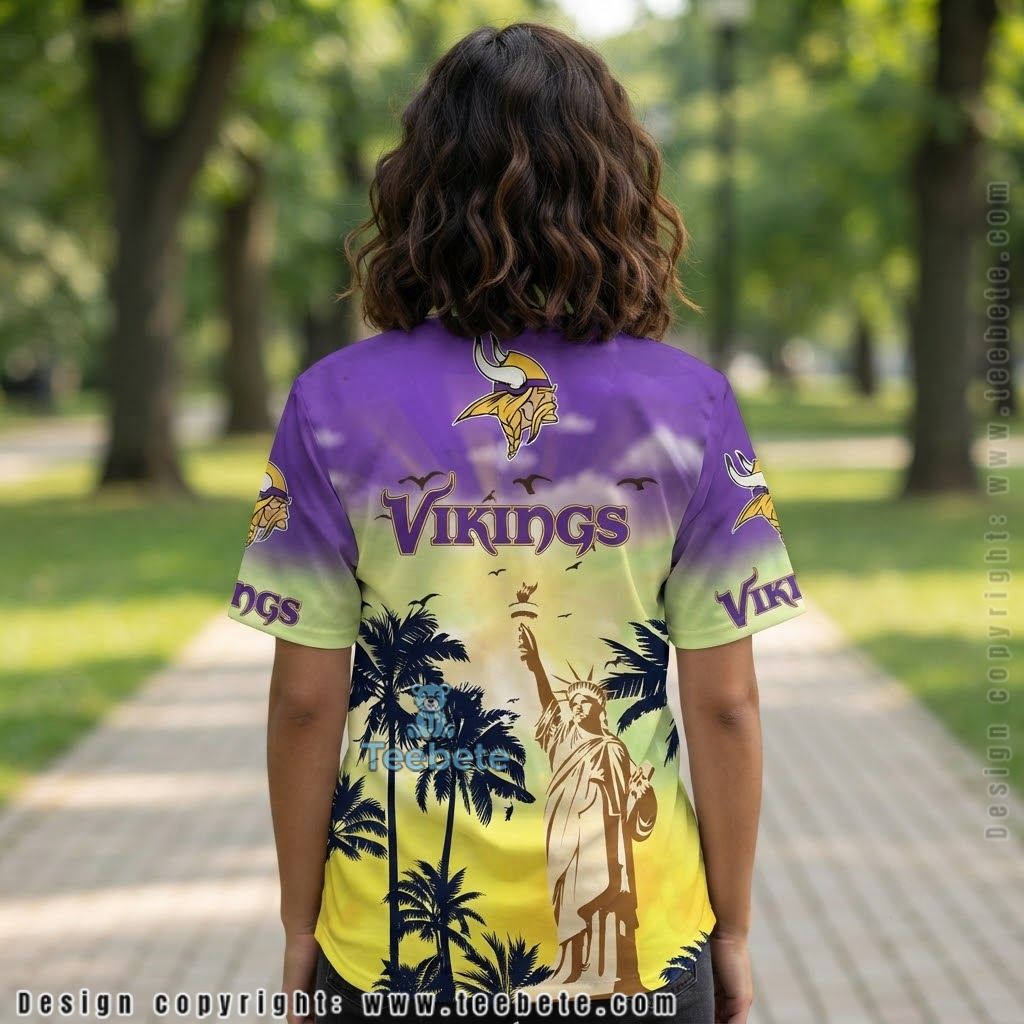 Minnesota Vikings Statue of Liberty Hawaiian Shirt Version 2 Minnesota Vikings Statue of Liberty Hawaiian Shirt Version 2